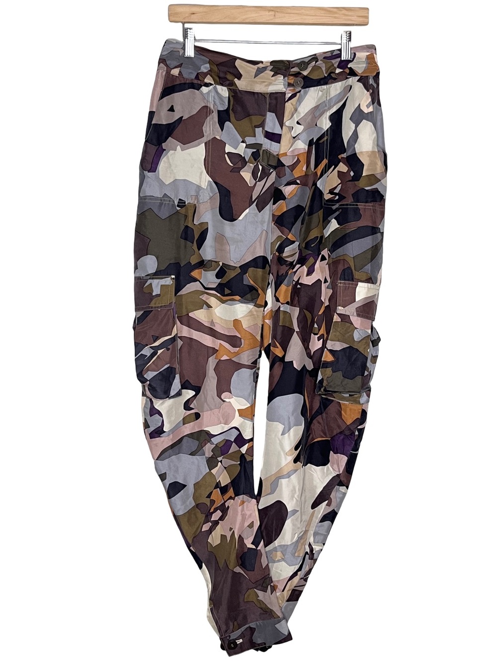L.A.M.B 100% Silk Camo Y2K Multi-Colored Cargo Pants Sz 8 - Picture 3 of 16